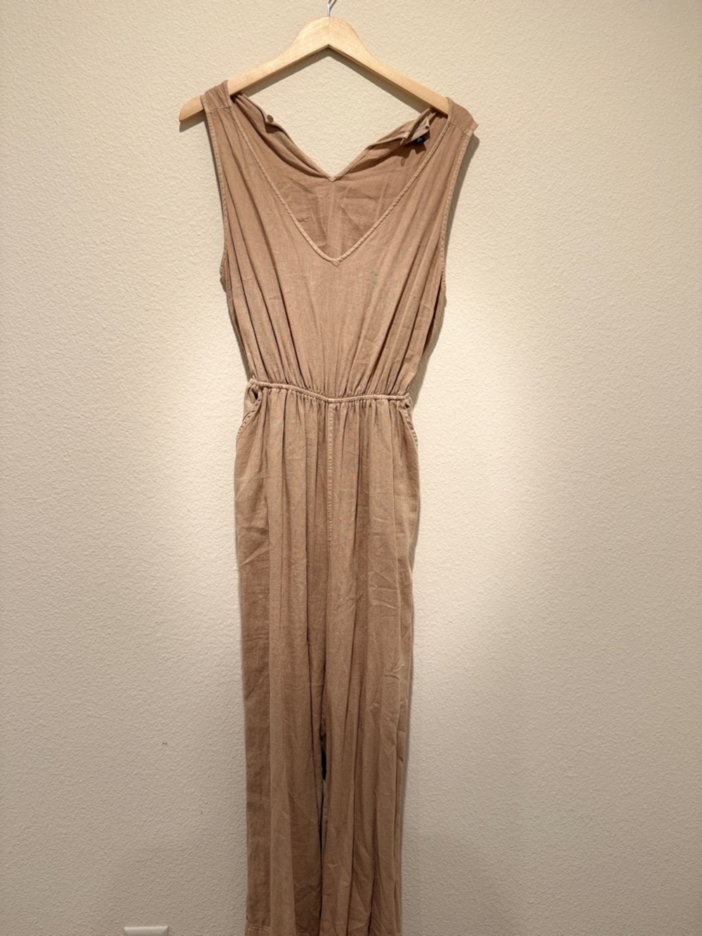 Universal Thread Beige Tencel-Look Sleeveless Jumpsuit